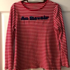 Talbots red and white striped top
